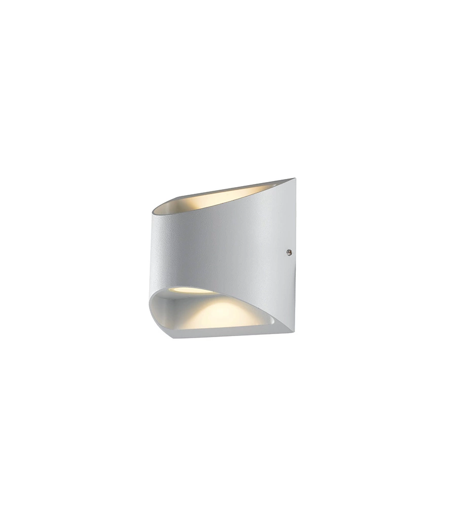 Applique a led "veyron" in alluminio goffrato bianco, 12,3x13x6,9 cm